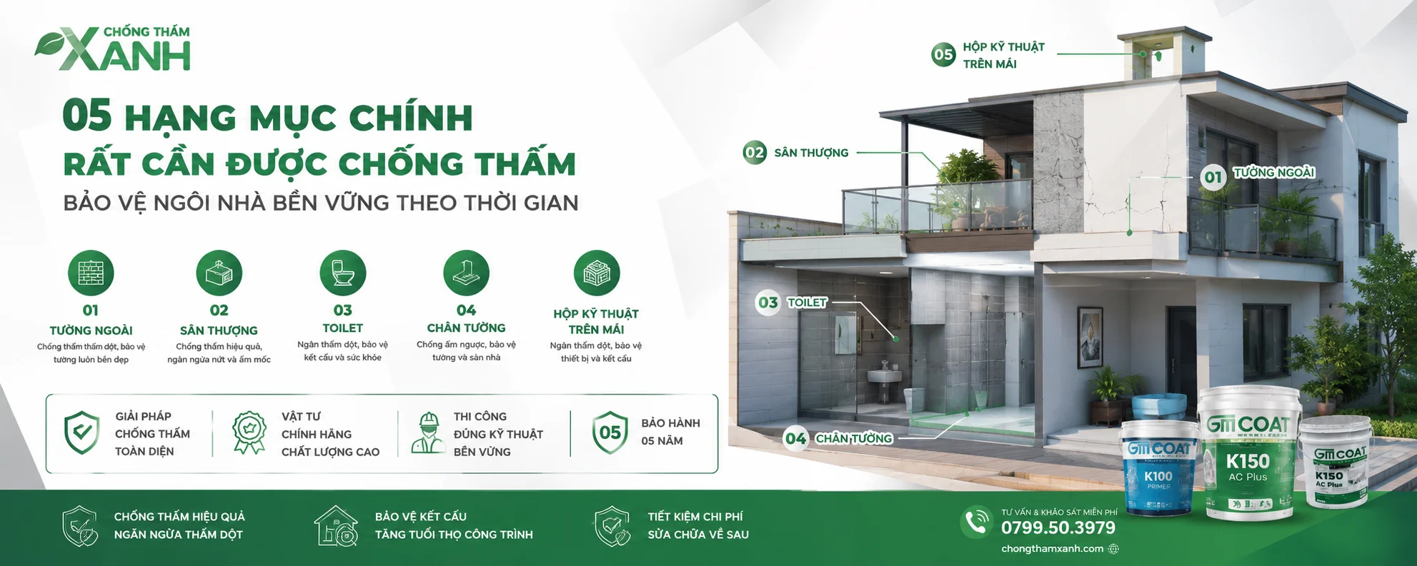 5 HẠNG MỤC CẦN CHỐNG THẤM