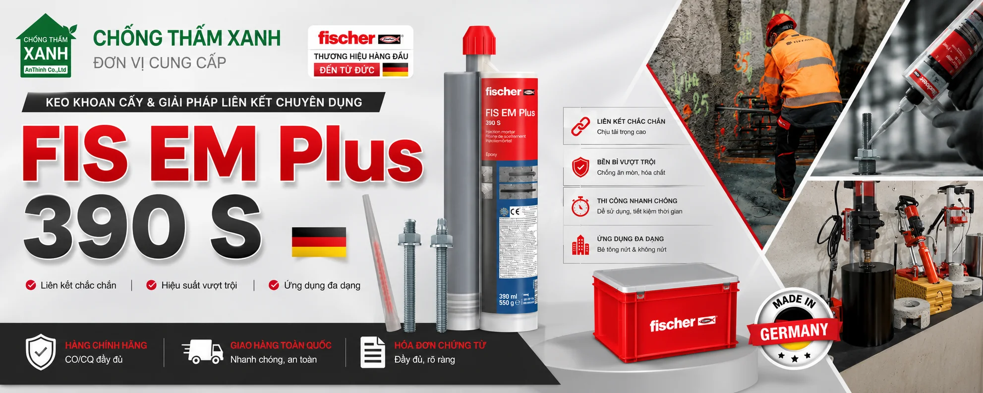 keo neo cấy thép Fischer FIS EM Plus 390 S