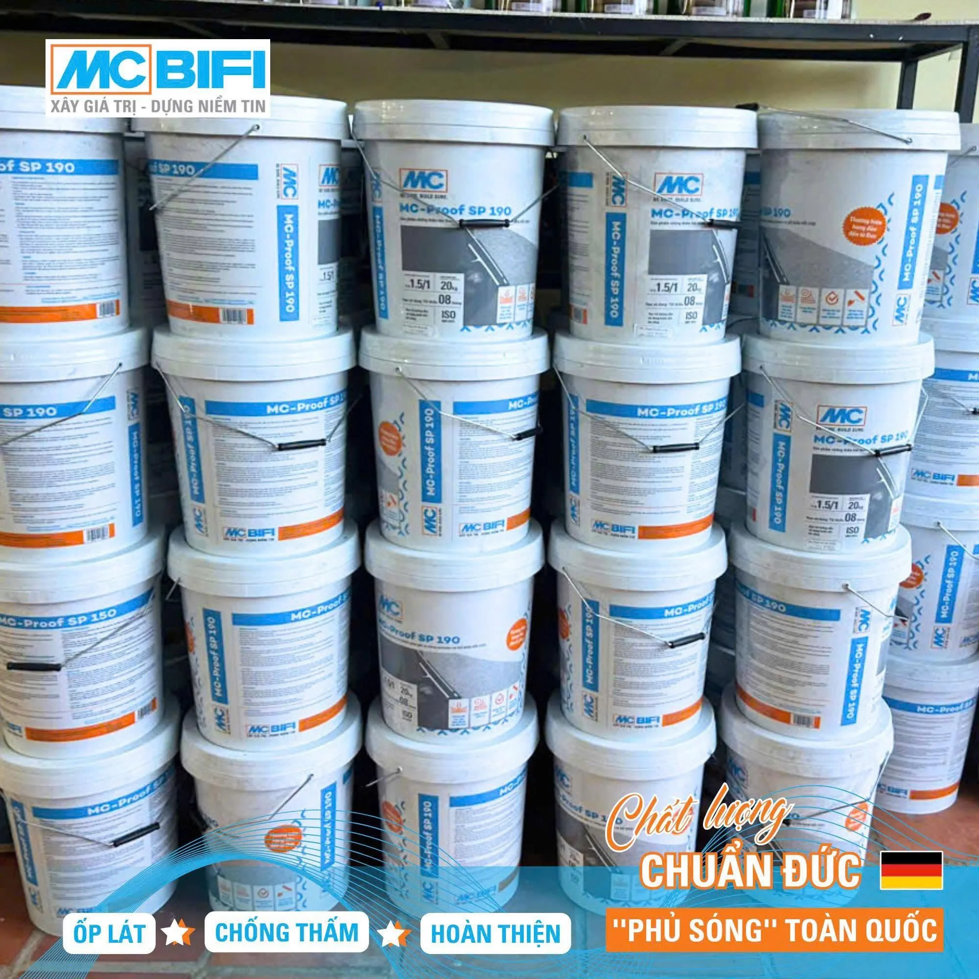 Thùng sơn chống thấm MC BIFI SP 190 chất lượng chuẩn Đức, phủ sóng toàn quốc.
